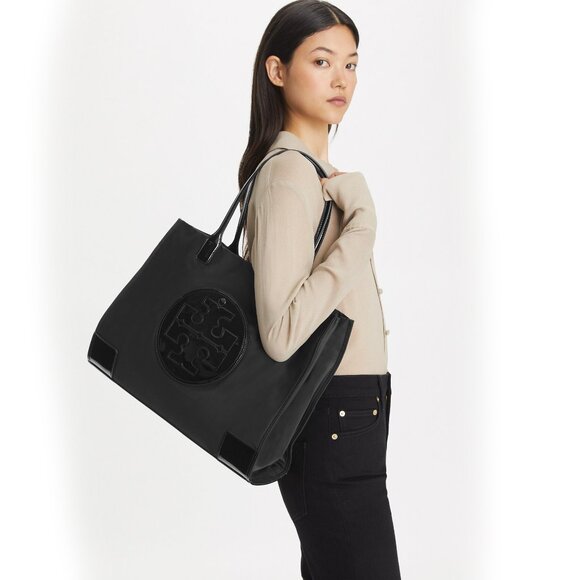 Tory Burch Ella Patent Large Tote - Black - Picture 4 of 6